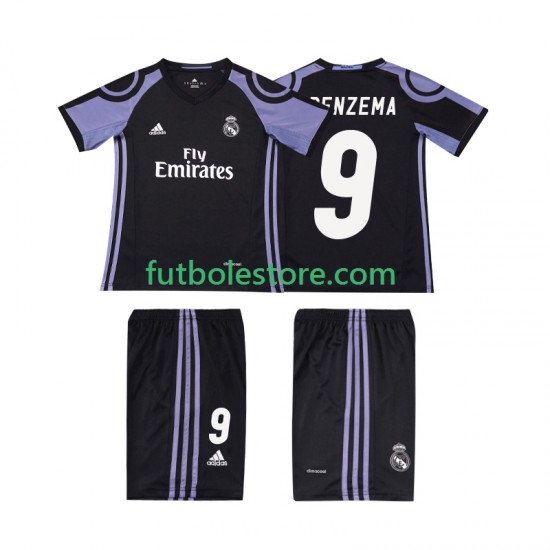 Tercera Equipación del Real Madrid BENZEMA 9 Retro 2016 2017 Manga Corta para Niño (Camiseta y pantalón) Tercera Equipación del Real Madrid BENZEMA 9 Retro 2016 2017 Manga Corta para Niño (Camiseta y pantalón)
