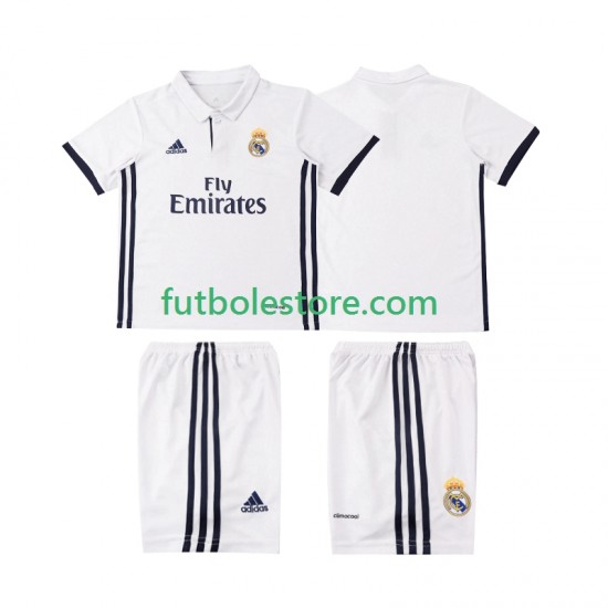 Primera Equipación del Real Madrid Retro 2016 2017 Manga Corta para Niño (Camiseta y pantalón) Primera Equipación del Real Madrid Retro 2016 2017 Manga Corta para Niño (Camiseta y pantalón)