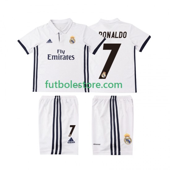 Primera Equipación del Real Madrid Cristiano Ronaldo 7 Retro 2016 2017 Manga Corta para Niño (Camiseta y pantalón) Primera Equipación del Real Madrid Cristiano Ronaldo 7 Retro 2016 2017 Manga Corta para Niño (Camiseta y pantalón)