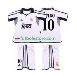 Primera Equipación del Real Madrid FIGO 10 Retro 2001 2002 Manga Corta para Niño (Camiseta y pantalón)