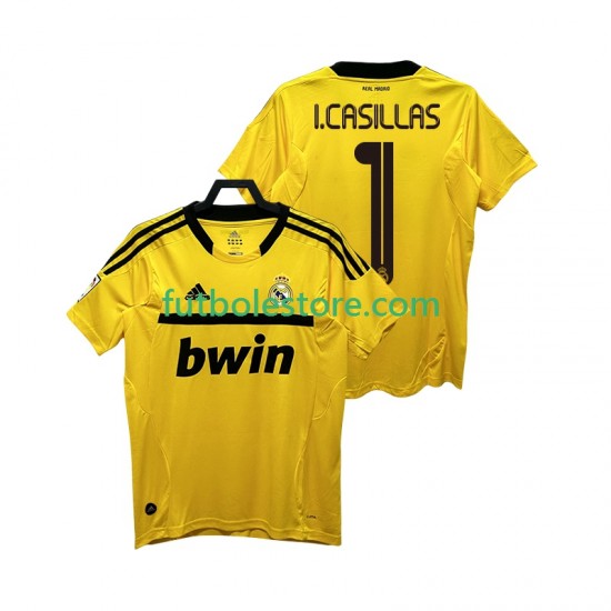Primera Equipación del Real Madrid Portero I.CASILLAS 1 Retro 2011 2012 Manga Corta para Hombre