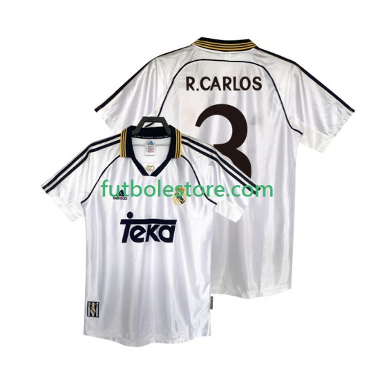 Primera Equipación del Real Madrid R.CARLOS 3 Retro 1998 2000 Manga Corta para Hombre Primera Equipación del Real Madrid R.CARLOS 3 Retro 1998 2000 Manga Corta para Hombre