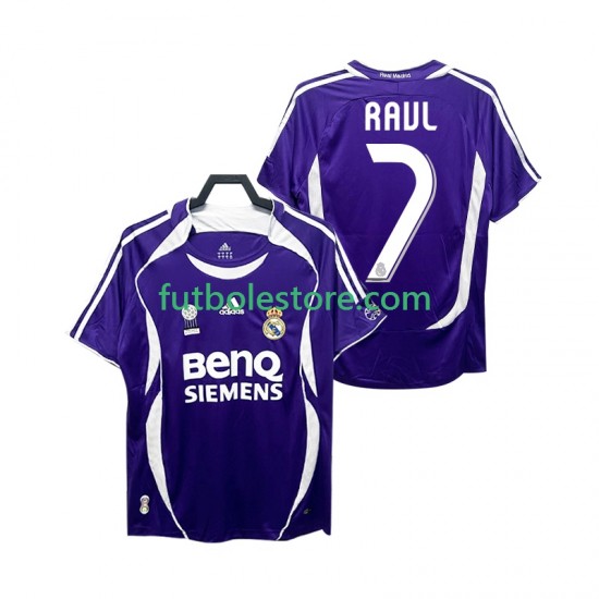 Segunda Equipación del Real Madrid RAUL 7 Retro 2006 2007 Manga Corta para Hombre