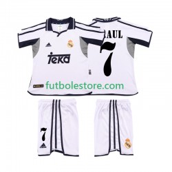 Primera Equipación del Real Madrid RAUL 7 Retro 2001 2002 Manga Corta para Niño (Camiseta y pantalón)
