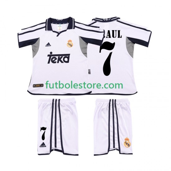 Primera Equipación del Real Madrid RAUL 7 Retro 2001 2002 Manga Corta para Niño (Camiseta y pantalón) Primera Equipación del Real Madrid RAUL 7 Retro 2001 2002 Manga Corta para Niño (Camiseta y pantalón)
