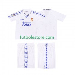 Primera Equipación del Real Madrid Retro 1996-1997 Manga Corta para Niño (Camiseta y pantalón)