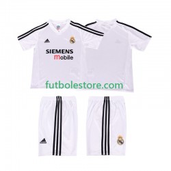 Primera Equipación del Real Madrid Retro 2004 20025 Manga Corta para Niño (Camiseta y pantalón)