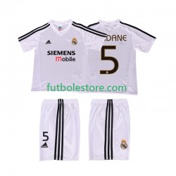 Primera Equipación del Real Madrid ZIDANE 5 Retro 2004 20025 Manga Corta para Niño (Camiseta y pantalón)