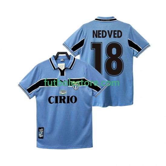 Primera Equipación del SS Lazio NEDVED 18 Retro 1998 1999 Manga Corta para Hombre