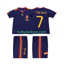 Segunda Equipación del España DAVID VILLA 7 Retro 2010 Manga Corta para Niño (Camiseta y pantalón)