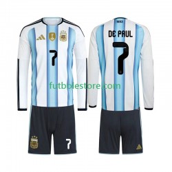 Primera Equipación del Argentina Rodrigo De Paul 7 World Cup 2026 ML para Niño (Camiseta y pantalón)