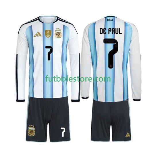 Primera Equipación del Argentina Rodrigo De Paul 7 World Cup 2026 ML para Niño (Camiseta y pantalón)