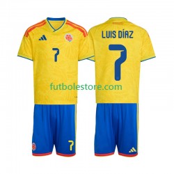 Primera Equipación del Colombia Luis Diaz 7 World Cup 2026 Manga Corta para Niño (Camiseta y pantalón)