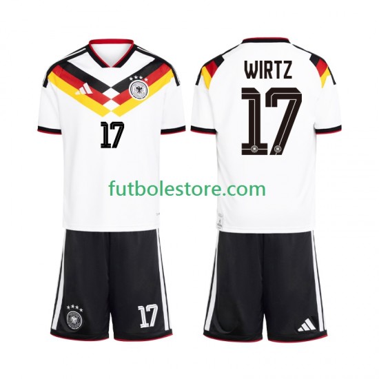 Primera Equipación del Alemania Florian Wirtz 17 World Cup 2026 Manga Corta para Niño (Camiseta y pantalón)