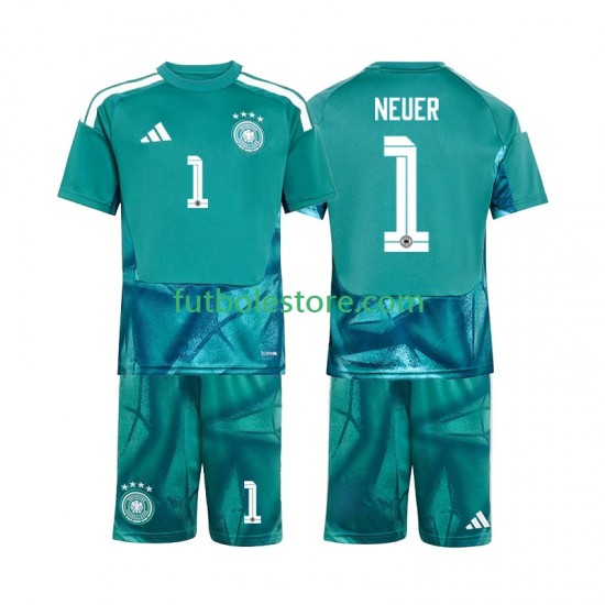 Primera Equipación del Alemania Portero Manuel Neuer 1 World Cup 2026 Manga Corta para Niño (Camiseta y pantalón)