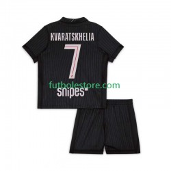 Cuarta Equipación del Paris Saint-Germain Khvicha Kvaratskhelia 7 2025-2026 Manga Corta para Niño (Camiseta y pantalón)