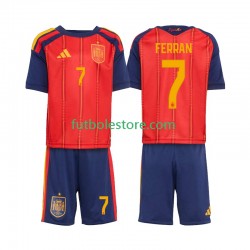 Primera Equipación del España Ferran Torres 7 World Cup 2026 Manga Corta para Niño (Camiseta y pantalón)