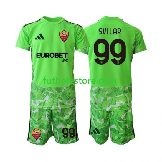 Primera Equipación del AS Roma Portero Mile Svilar 99 2026-2027 Manga Corta para Niño (Camiseta y pantalón)
