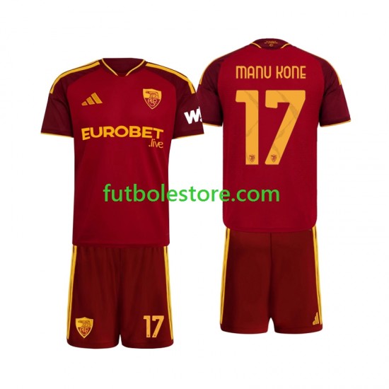Primera Equipación del AS Roma Manu Kone 17 2026-2027 Manga Corta para Niño (Camiseta y pantalón)