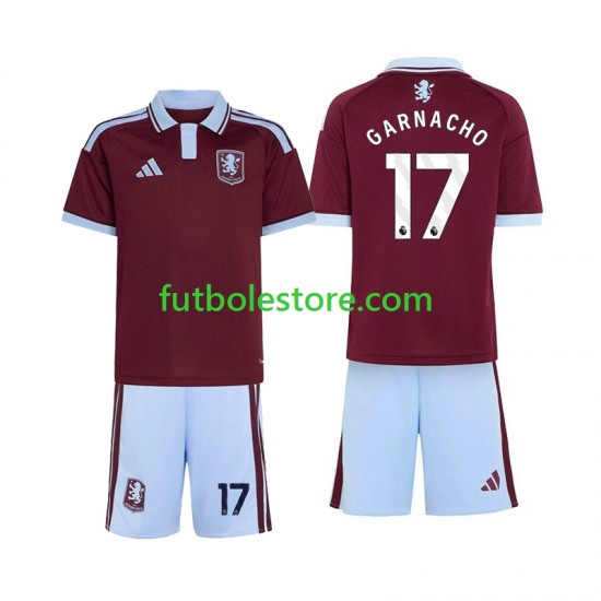 Primera Equipación del Aston Villa Alejandro Garnacho 17 2026-2027 Manga Corta para Niño (Camiseta y pantalón)
