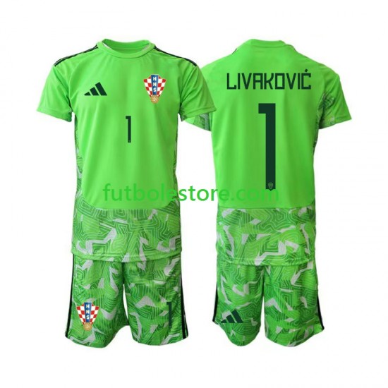 Primera Equipación del Croacia Portero Dominik Livakovic 25 2026-2027 Manga Corta para Niño (Camiseta y pantalón)