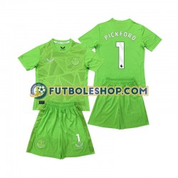Primera Equipación del Everton Portero Pickford 1 2024-2025 Manga Corta para Niño (Camiseta y pantalón)