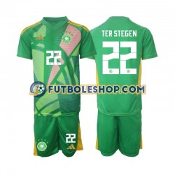 Tercera Equipación del Alemania Portero Ter Stegen 22 2024-2025 Manga Corta para Niño (Camiseta y pantalón)