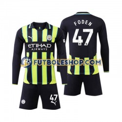 Segunda Equipación del Manchester City Phil Foden 47 2024-2025 ML para Niño (Camiseta y pantalón)