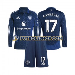 Segunda Equipación del Manchester United Alejandro Garnacho 17 2024-2025 ML para Niño (Camiseta y pantalón)