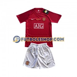 Primera Equipación del Manchester United Champion League 2007 Manga Corta para Niño (Camiseta y pantalón)
