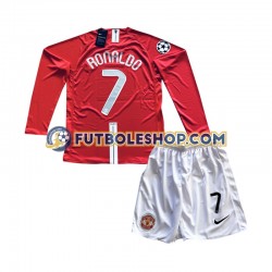 Primera Equipación del Manchester United Cristiano Ronaldo 7 Champion League Retro 2007 ML para Niño (Camiseta y pantalón)