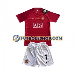 Primera Equipación del Manchester United Cristiano Ronaldo 7 Champion League Retro 2007 Manga Corta para Niño (Camiseta y pantalón)