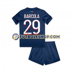Primera Equipación del Paris Saint-Germain Bradley Barcola 29 2024-2025 Manga Corta para Niño (Camiseta y pantalón)