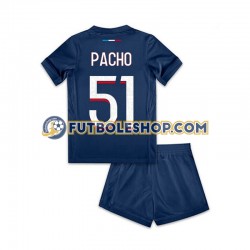 Primera Equipación del Paris Saint-Germain Willian Pacho 51 2024-2025 Manga Corta para Niño (Camiseta y pantalón)
