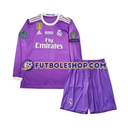 Segunda Equipación del Real Madrid Retro 2016 ML para Niño (Camiseta y pantalón)