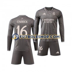 Segunda Equipación del Real Madrid ENDRICK 16 2024-2025 ML para Niño (Camiseta y pantalón)