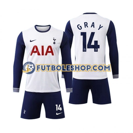 Primera Equipación del Tottenham Spurs Gray 14 2024-2025 ML para Niño (Camiseta y pantalón) Primera Equipación del Tottenham Spurs Gray 14 2024-2025 ML para Niño (Camiseta y pantalón)