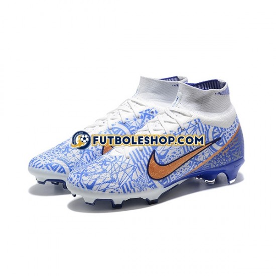 Botas de Fútbol Nike Air Zoom Mercurial Superfly IX Elite FG Oro Azul Blanco