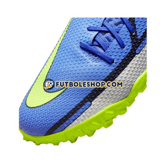 Botas de Fútbol Nike React Phantom GT2 Recharge Pro TF Gris Azul Amarillo