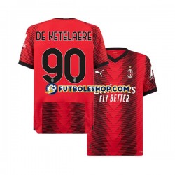 Primera Equipación del AC Milan Charles De Ketelaere 90 2023-2024 Manga Corta para Hombre