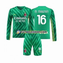 Primera Equipación del AC Milan Portero Mike Maignan 16 2023-2024 ML para Niño (Camiseta y pantalón)
