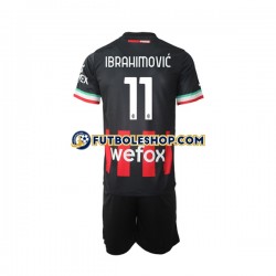 Primera Equipación del AC Milan Ibrahimovic 11 2022-2023 Manga Corta para Niño (Camiseta y pantalón)