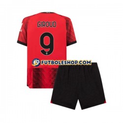 Primera Equipación del AC Milan Olivier Giroud 9 2023-2024 Manga Corta para Niño (Camiseta y pantalón)