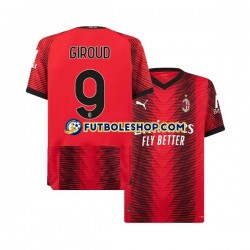 Primera Equipación del AC Milan Olivier Giroud 9 2023-2024 Manga Corta para Hombre