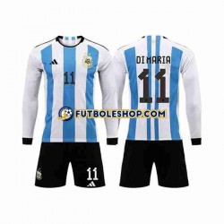 Primera Equipación del Argentina 3 Stars Di Maria 11 World Cup 2022 ML para Niño (Camiseta y pantalón)