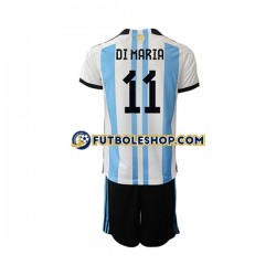 Primera Equipación del Argentina Di Maria 11 World Cup 2022 Manga Corta para Niño (Camiseta y pantalón)