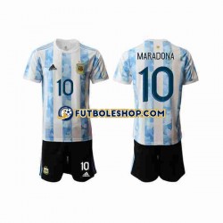 Primera Equipación del Argentina Maradona 10 2020-2021 Manga Corta para Niño (Camiseta y pantalón)