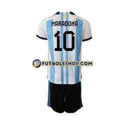 Primera Equipación del Argentina Maradona 10 World Cup 2022 Manga Corta para Niño (Camiseta y pantalón)