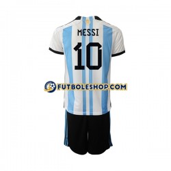 Primera Equipación del Argentina Messi 10 World Cup 2022 Manga Corta para Niño (Camiseta y pantalón)