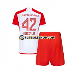 Primera Equipación del Bayern de Múnich Jamal Musiala 42 2023-2024 Manga Corta para Niño (Camiseta y pantalón)